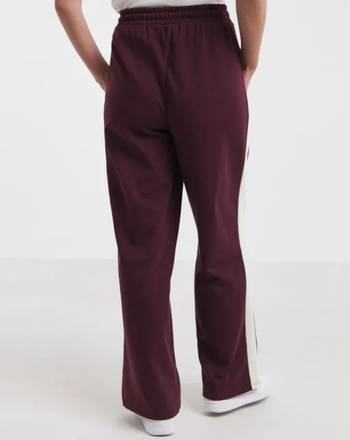 Burgundy Side Stripe Wide Leg Joggers