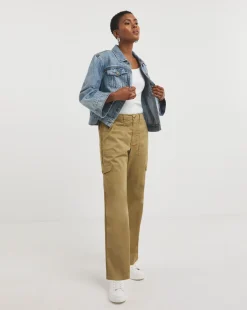 Camel Soft Cotton Cargo Trousers