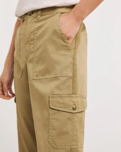 Camel Soft Cotton Cargo Trousers