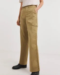 Camel Soft Cotton Cargo Trousers