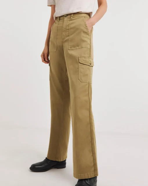 Camel Soft Cotton Cargo Trousers
