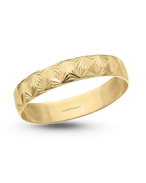 9 Carat Gold Diamond Cut Fan Design D Shape Wedding Ring