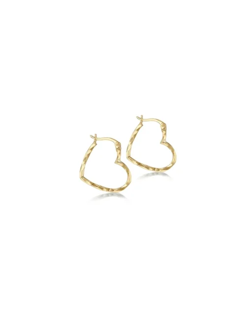 9 Carat Gold Diamond Cut Heart Earrings