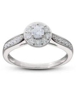 9 Carat White Gold And 1/2 Carat Diamond Ring Including Diamond Set Shoulders
