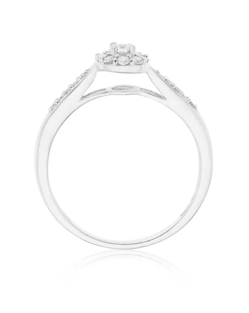 9 Carat White Gold And 1/4 Carat Diamond Ring Including Diamond Set Shoulders
