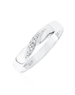 9 Carat White Gold Diamond Set 3mm Twist Wedding Band