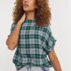 Check Boxy Short Sleeve Top