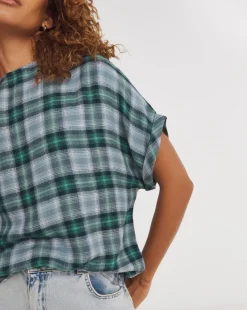Check Boxy Short Sleeve Top