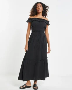 Cheesecloth Maxi Bardot Beach Dress