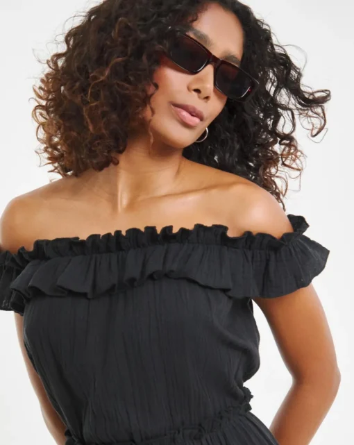 Cheesecloth Maxi Bardot Beach Dress