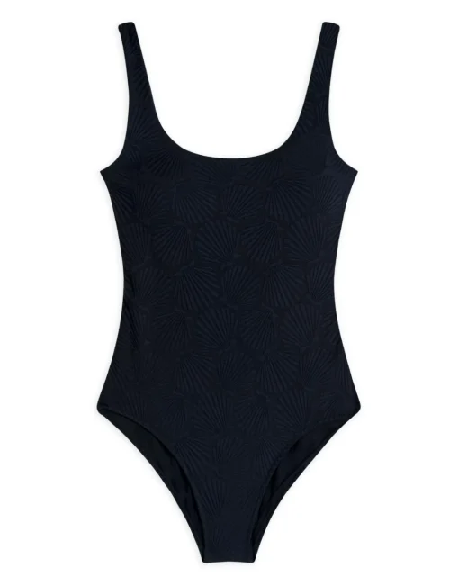 Chelsea Peers Jacquard Shell Scoopback Swimsuit Black