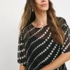 Chiffon Printed Boxy Short Sleeve Top - Black Spot