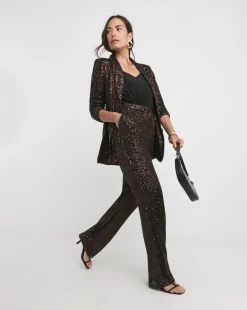 Chocolate Sequin Straight Leg Trouser