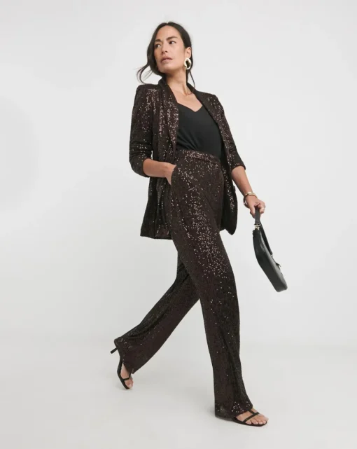 Chocolate Sequin Straight Leg Trouser
