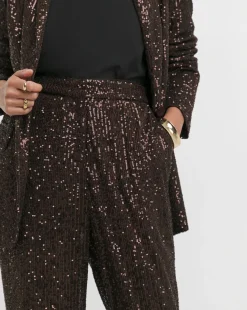 Chocolate Sequin Straight Leg Trouser