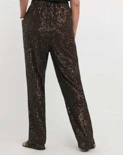 Chocolate Sequin Straight Leg Trouser