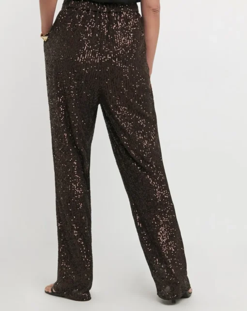 Chocolate Sequin Straight Leg Trouser