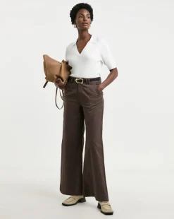 Chocolate Stretch Wide Leg Chino Trouser