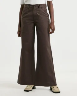 Chocolate Stretch Wide Leg Chino Trouser