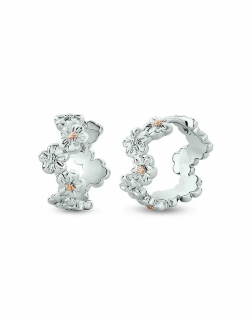 Clogau Nature's Wonder Sterling Silver Forget-Me-Not Huggie Hoops