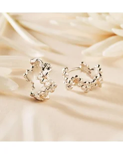 Clogau Nature's Wonder Sterling Silver Forget-Me-Not Huggie Hoops