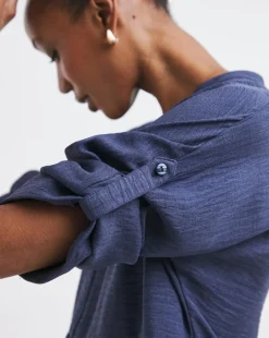 Collarless Placket Detail Smock Dress