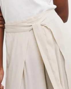 Cool Stone Crinkle Wide Leg Wrap Trousers