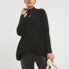 Cosy High Neck Chevron Ribbed Detail Jumper