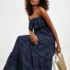 Cotton Broderie Bandeau Maxi Beach Dress