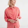 Cotton Poplin Oversized Long Sleeve Stripe Shirt