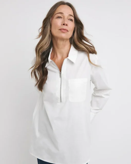 Cotton Poplin Zip Detail Shirt