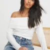 Cream Long Sleeve Bardot Top