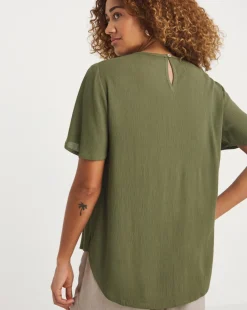 Crinkle Boxy Fluted Sleeve Top
