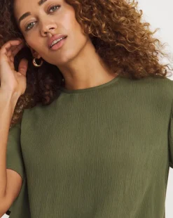 Crinkle Boxy Fluted Sleeve Top