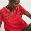 Crinkle Crochet Trim Top