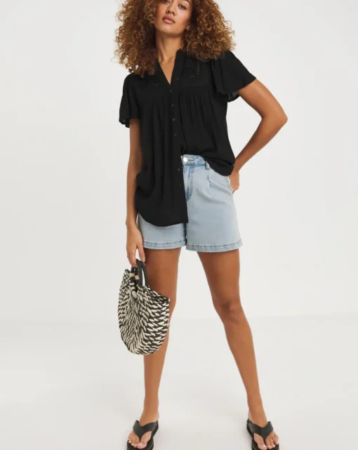 Crinkle Ladder Insert Blouse