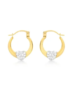 9ct Gold Crystalique Heart Earrings