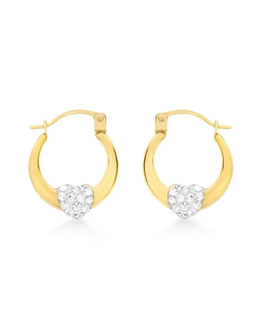 9ct Gold Crystalique Heart Earrings