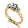 9ct Gold 1.60ct total eq Cushion and Round Brilliant Moissanite Trilogy Ring