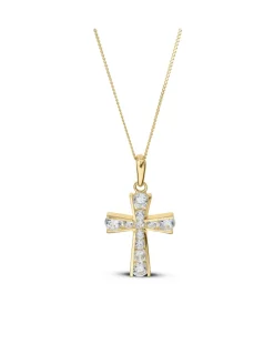9ct Gold CZ Cross Pendant