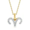 9ct Gold Diamond Aries Pendant on 18 inch chain