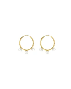 9ct Gold Fresh Pearls Hoops