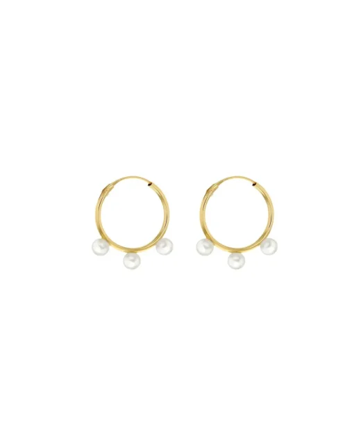 9ct Gold Fresh Pearls Hoops