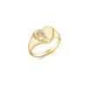 9CT Gold Half-Engraved Heart Signet Ring
