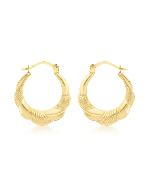 9CT Gold Patterned Scallop-Edge Earrings