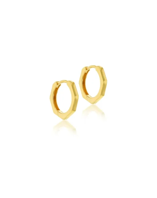 9CT Yellow Gold Hexagon Hoop Earrings