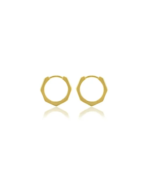 9CT Yellow Gold Hexagon Hoop Earrings