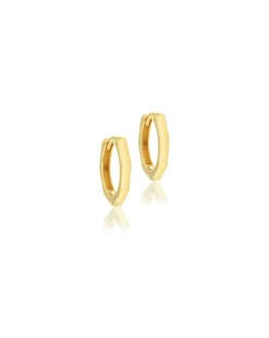 9CT Yellow Gold Hexagon Hoop Earrings