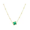 9ct Yellow Gold Malachite Clover Necklace