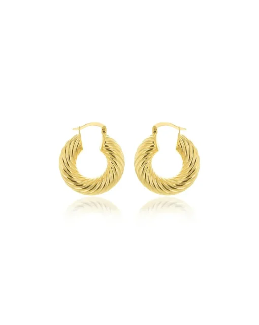 9ct Yellow Gold Thick Twist Hoop Earrings